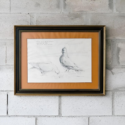DIBUJO AL CARBONCILLO DE PALOMAS-AUTOR COCA