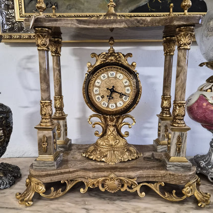 RELOJ COLUMNAS MARMOL Y BRONCE