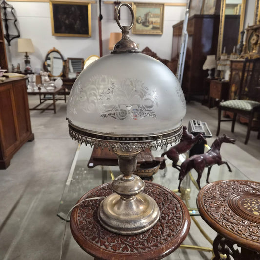 LAMPARA DE MESA GRISTAL GRABADO