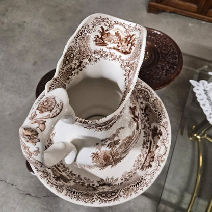 JARRA Y PALANGA ANTIGUAS DE LOZA- LA CARTUJA