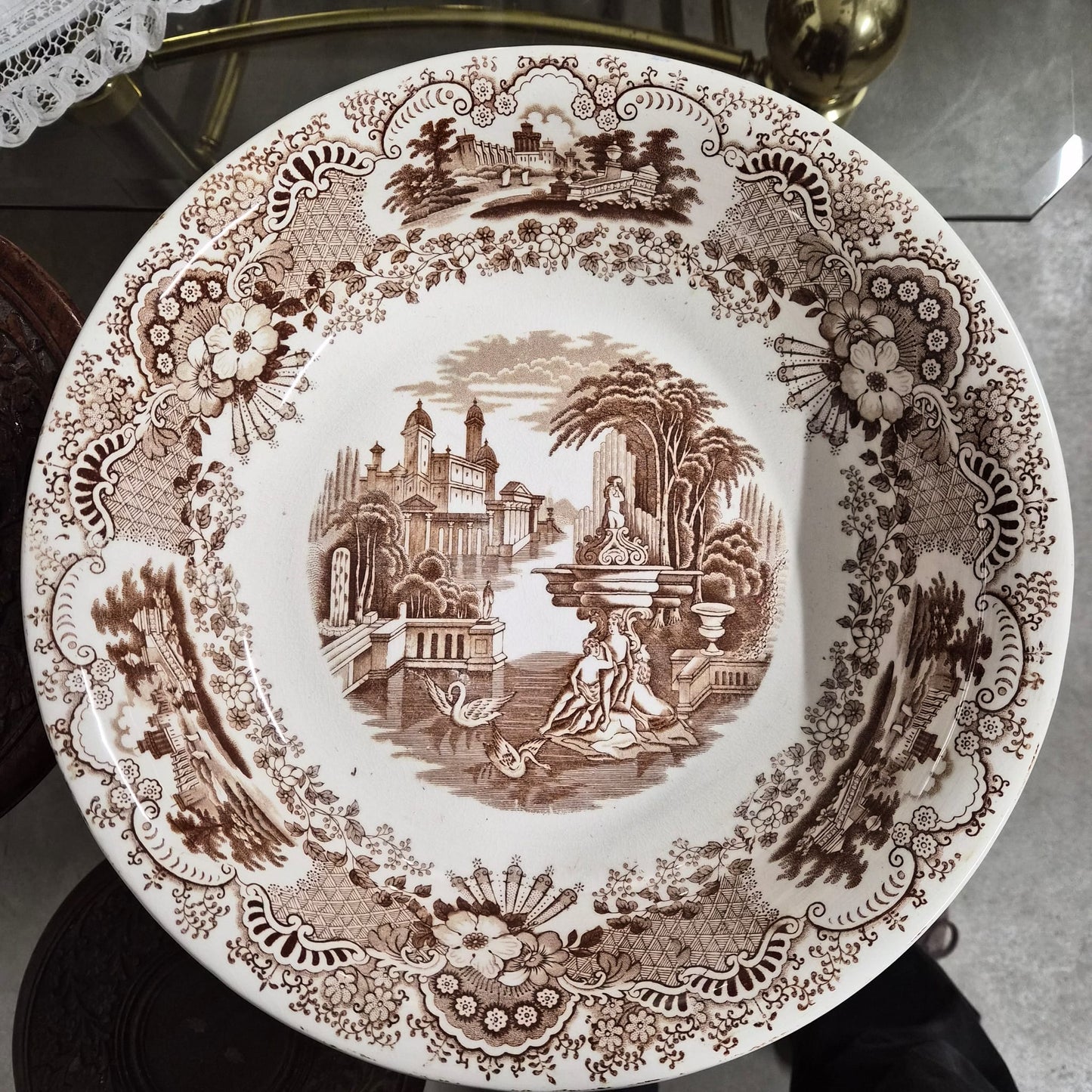 JARRA Y PALANGA ANTIGUAS DE LOZA- LA CARTUJA